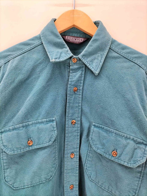 ランズエンド LANDS END 90S USA製 三角タグ 裾ラウンドカット シャモアクロス L/S シャツ メンズ import:M